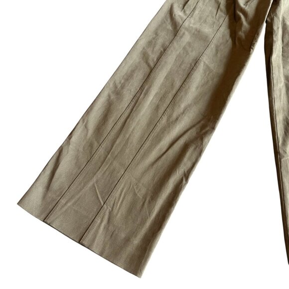 LVIR High-Waisted Straight Leg Trousers Pants Khaki Suede Cotton Size Large NWT - Picture 6 of 16